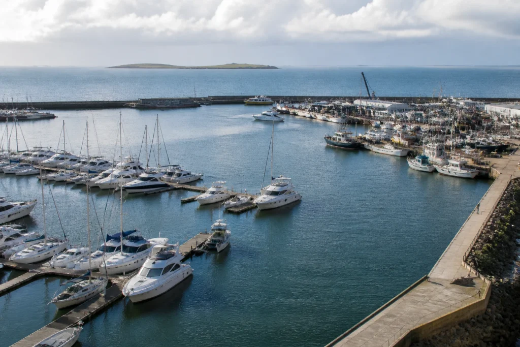 Boats at Puerto de Punta del Este with a view toward Isla Gorriti