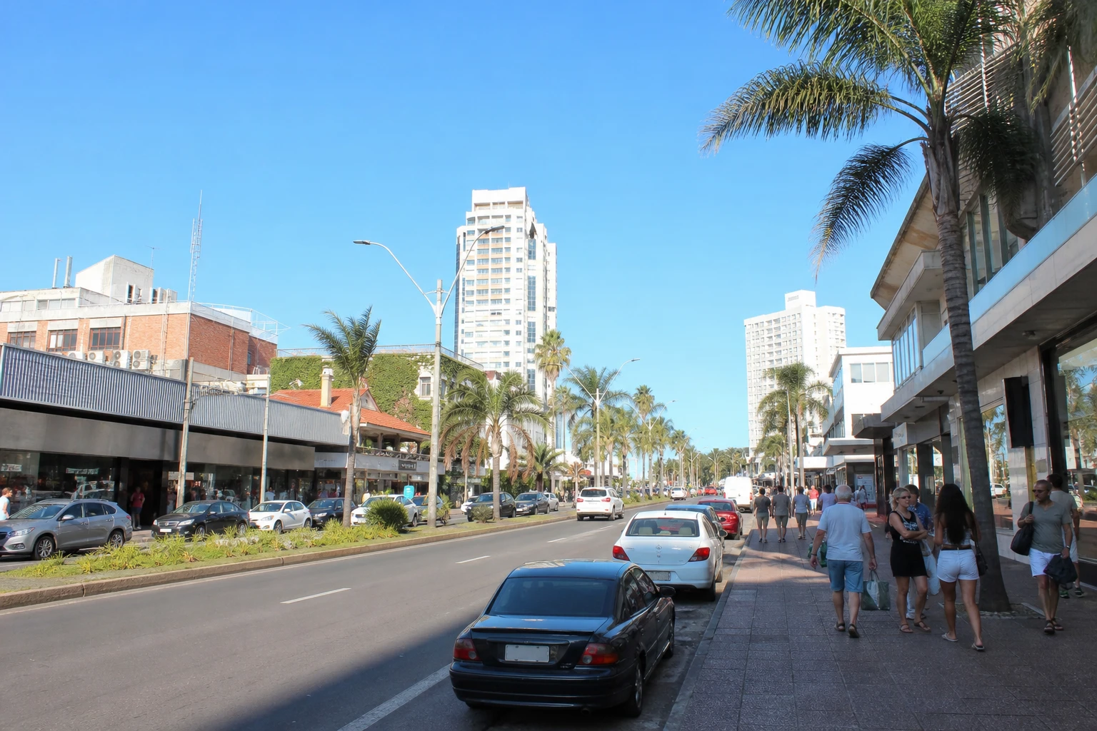 Street-level view of Avenida Gorlero in Punta del Este