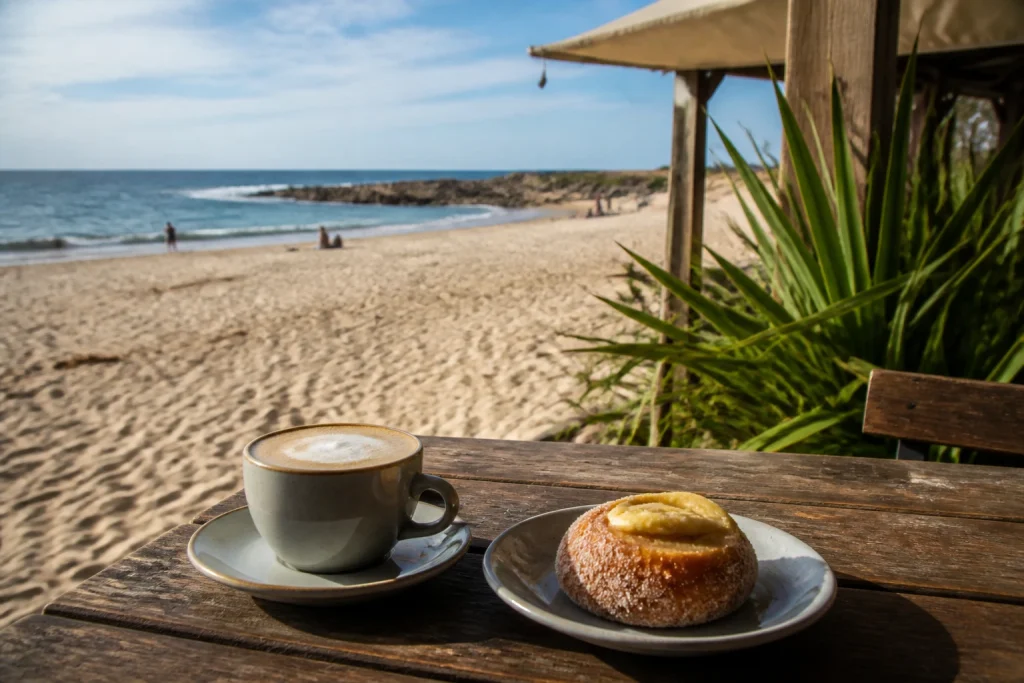 Coffee and pastry at Vitaminas beside Playa El Emir in Punta del Este