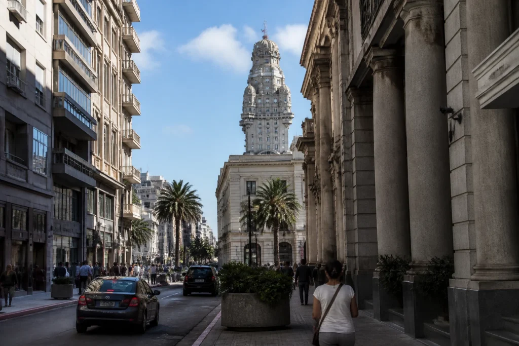 Historic urban streetscape in Montevideo on a full-day trip from Punta del Este