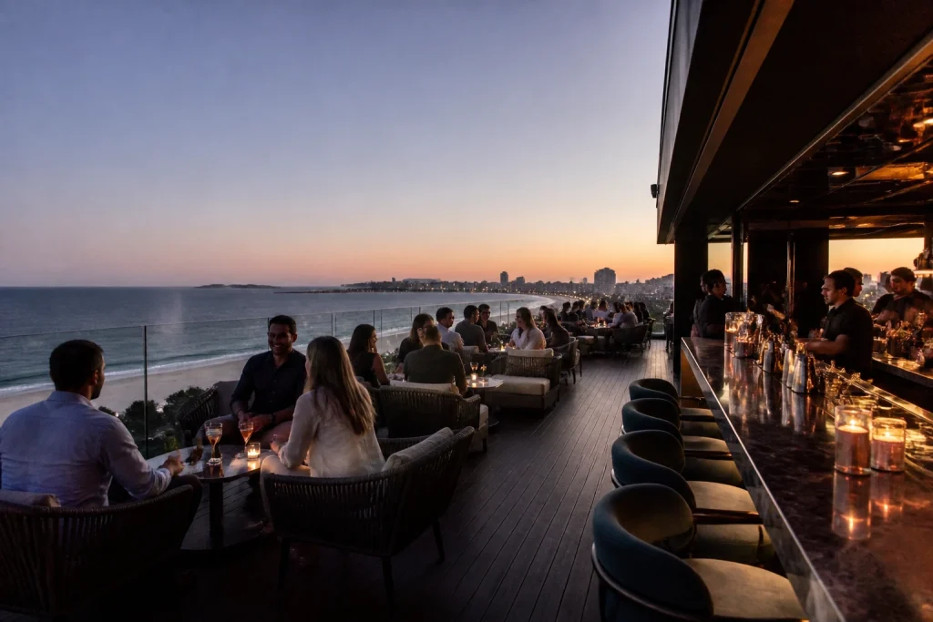 HUMA Rooftop Bar and Lounge overlooking Playa Brava in Punta del Este
