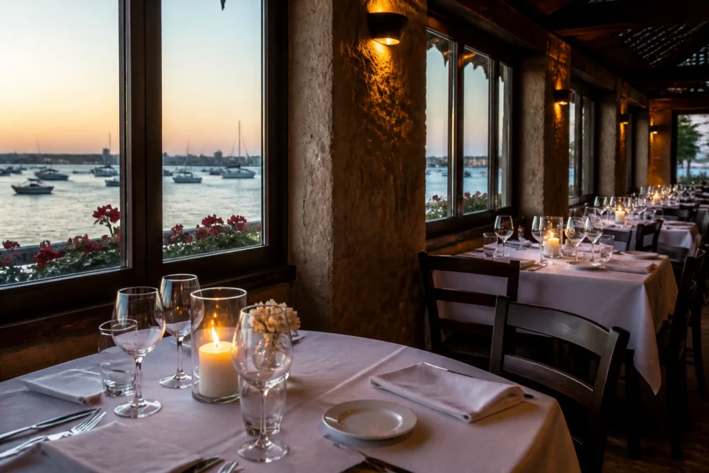 A table set for dinner inside Lo de Tere in Punta del Este