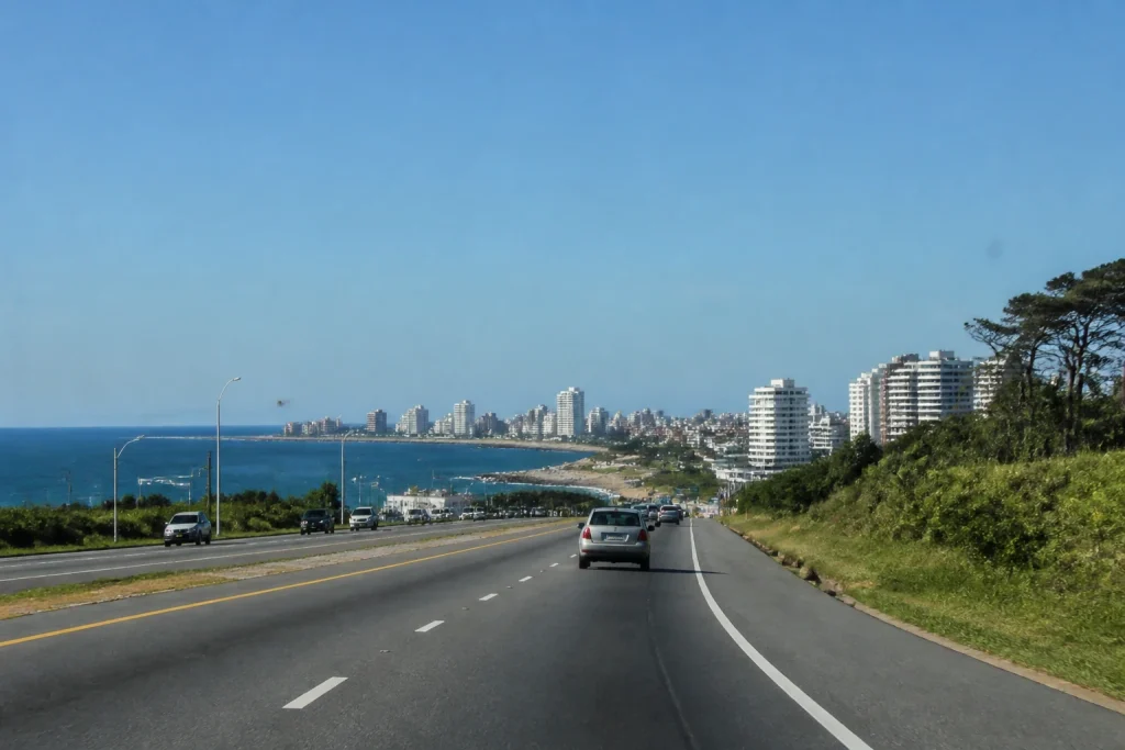 Intercity road approach for travel to Punta del Este