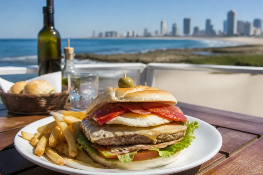Uruguayan chivito served during a Punta del Este meal