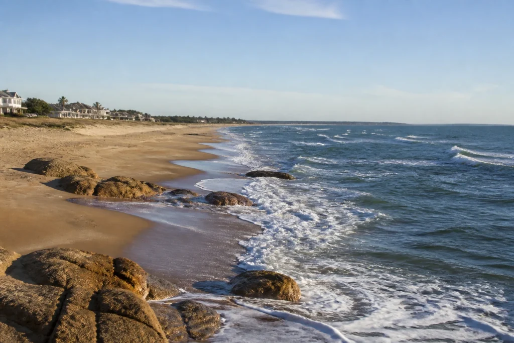Atlantic beach and ocean shoreline at La Barra, Uruguay