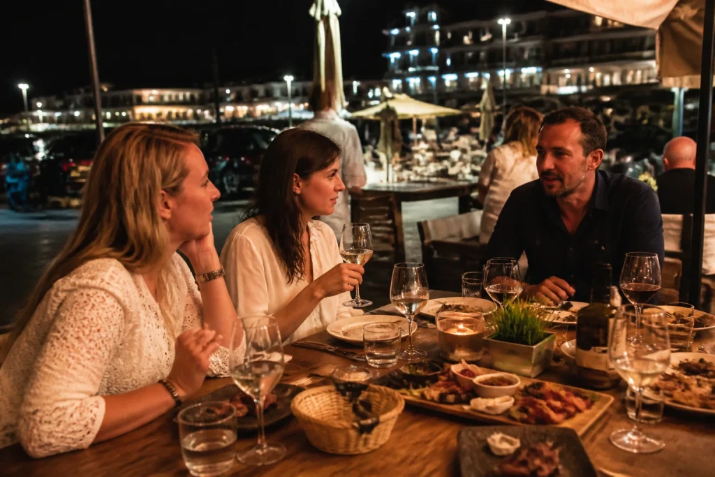 Outdoor dinner setting in Punta del Este during the evening