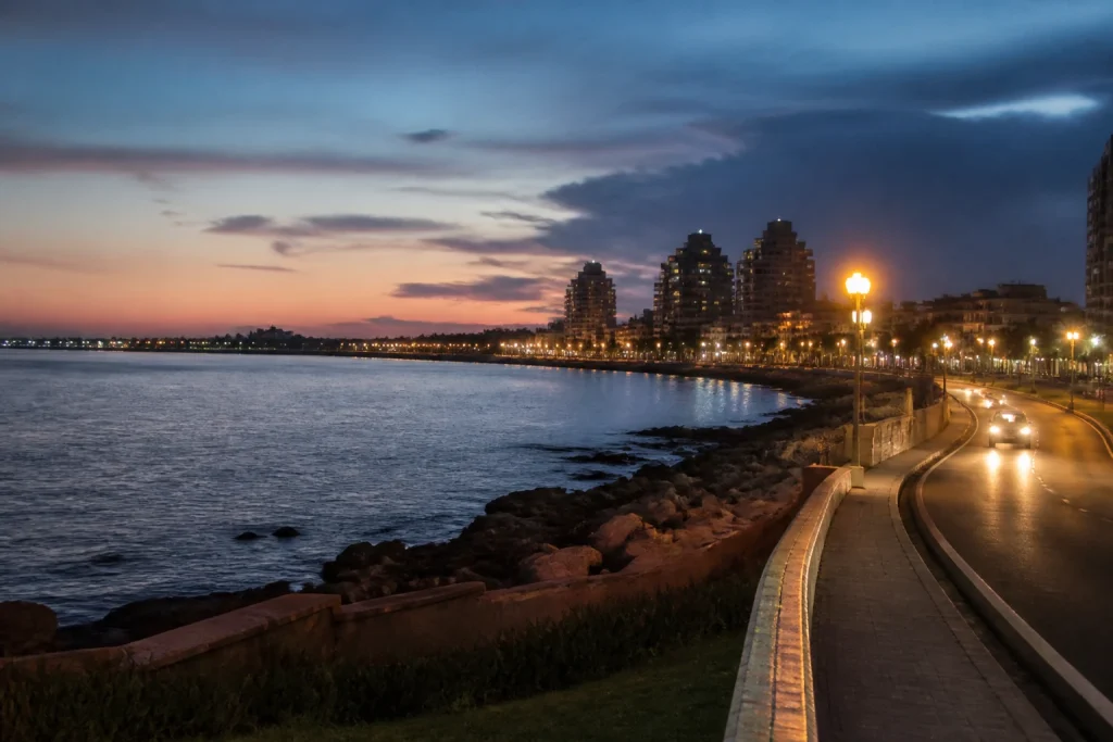 Punta del Este Peninsula waterfront at blue hour