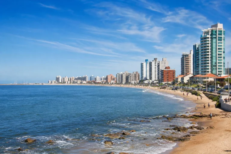 Summer coastal view of the Punta del Este Peninsula in Uruguay