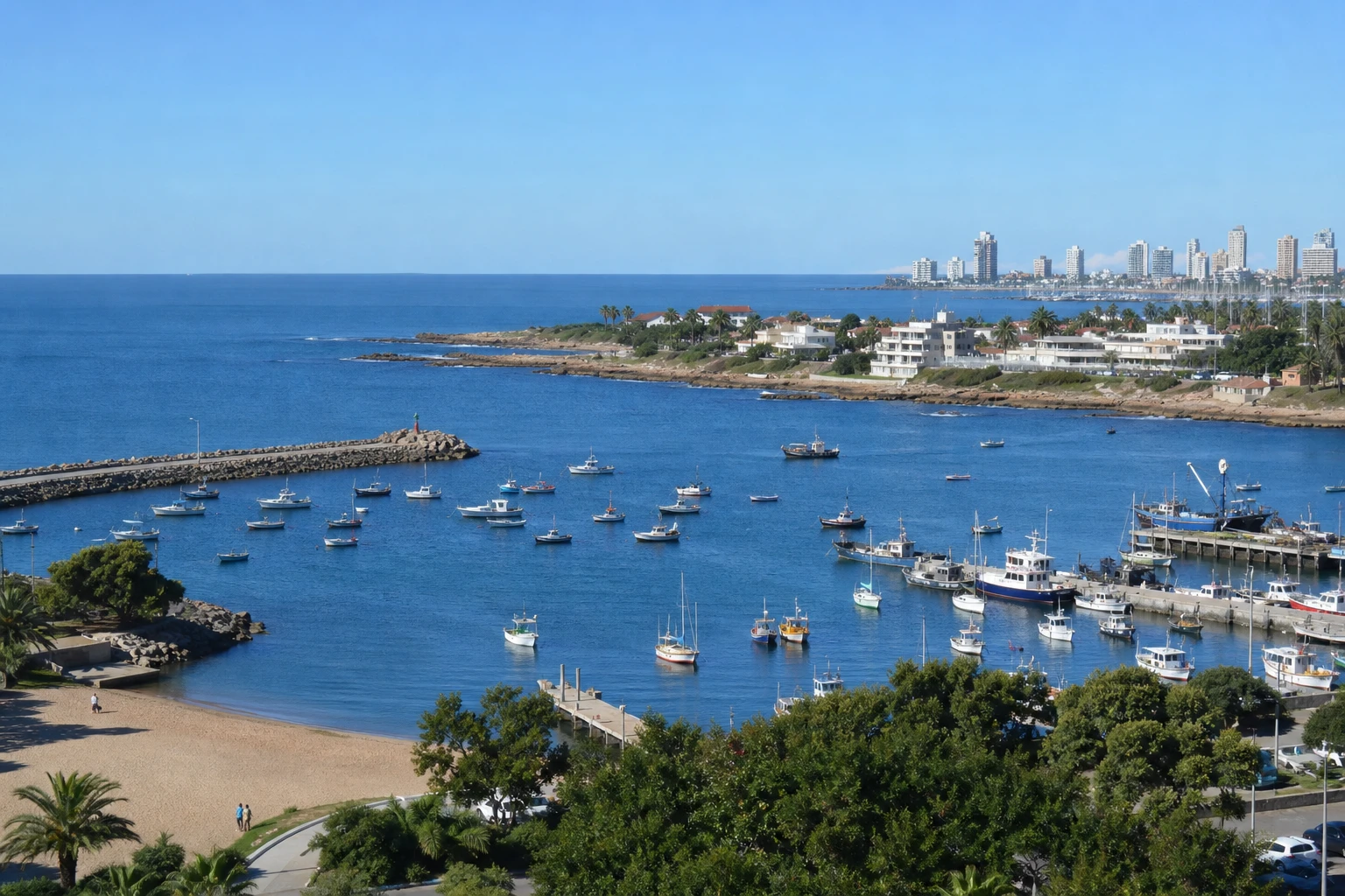 Waterfront harbor and boats at Puerto de Punta del Este in Uruguay