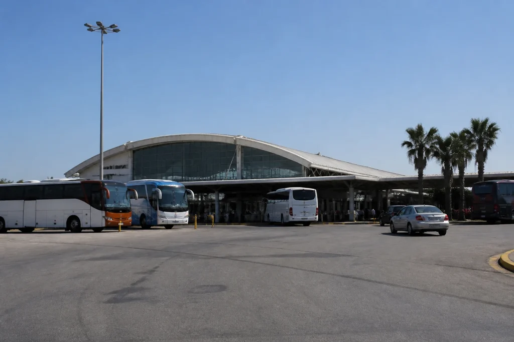 Coach buses outside Punta del Este bus terminal