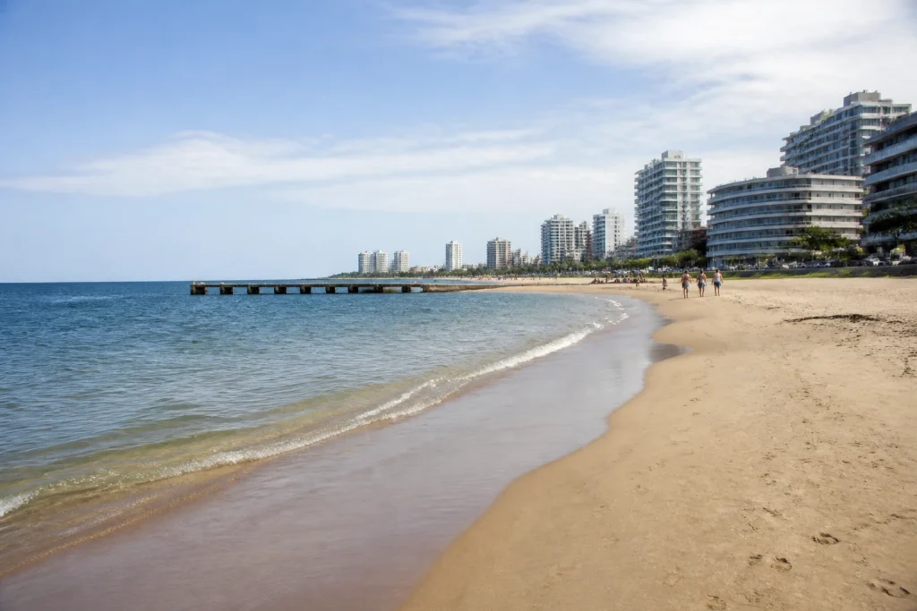 Punta del Este beach shoreline and ocean