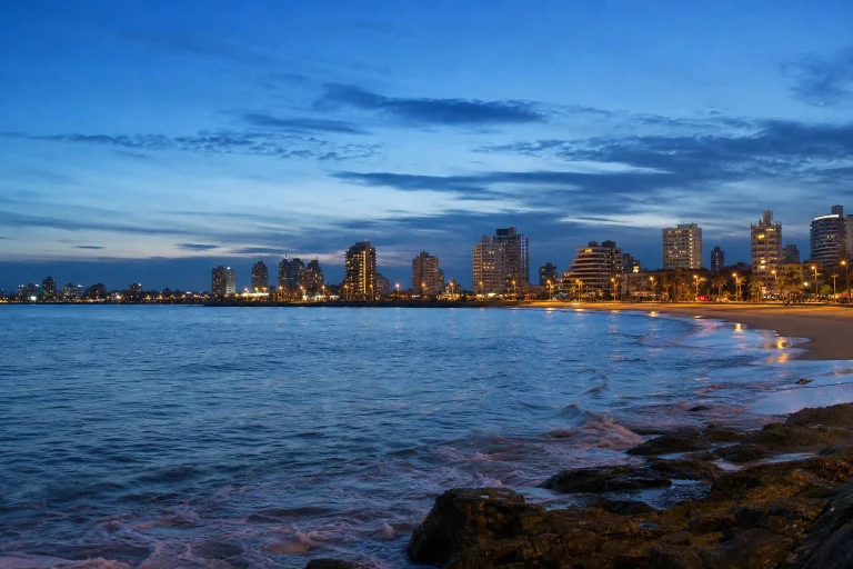 Punta del Este coastline at twilight