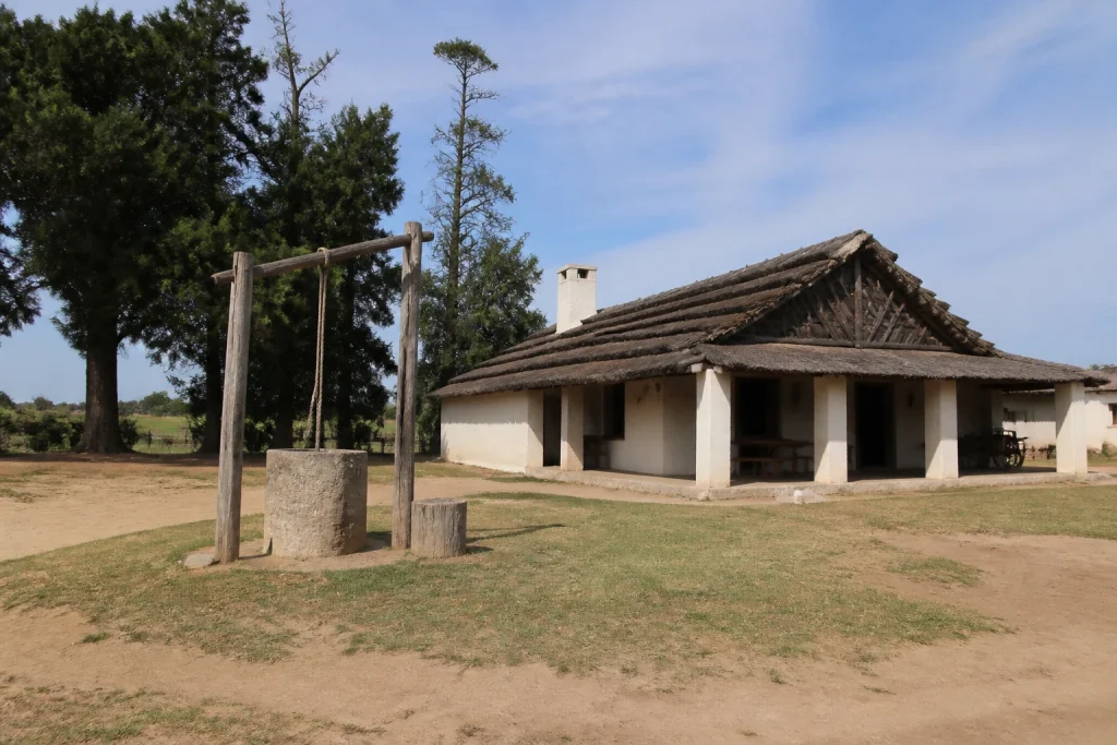 Rural-heritage buildings at Pueblo Gaucho in Rincón del Indio.