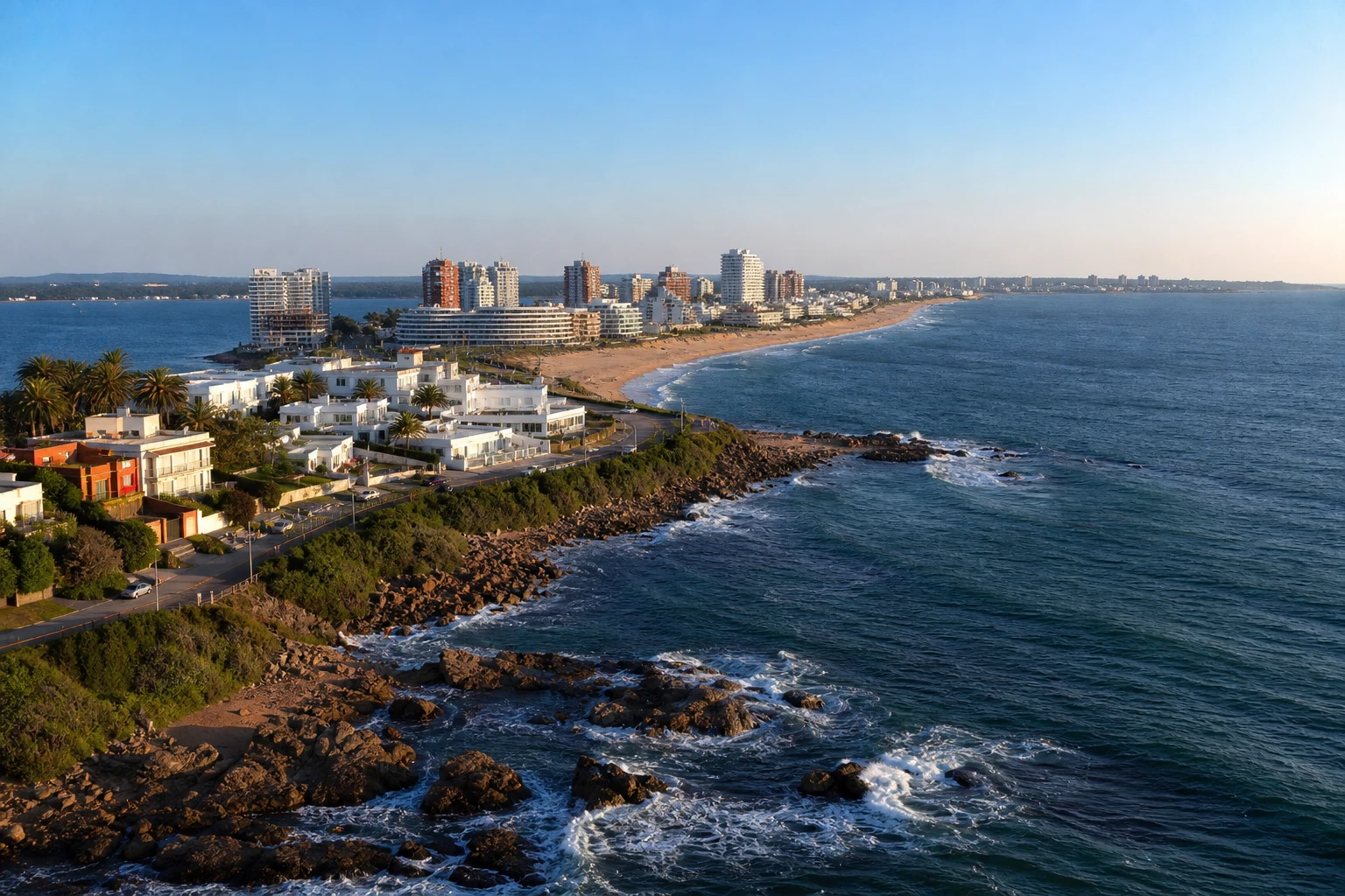 Coastline and waterfront around the Punta del Este Peninsula