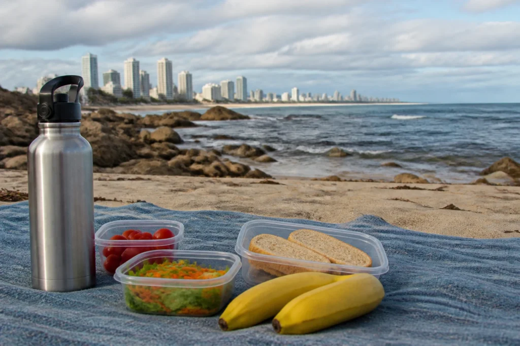 Simple packed meal for a beach day in Punta del Este