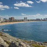 Wide coastal view of Punta del Este Peninsula in Uruguay.