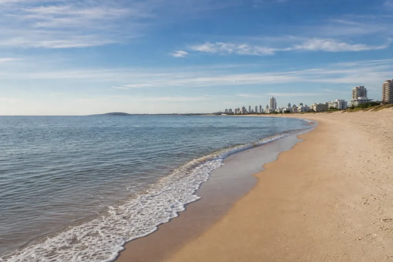 Playa Mansa coastline in Punta del Este on a clear day