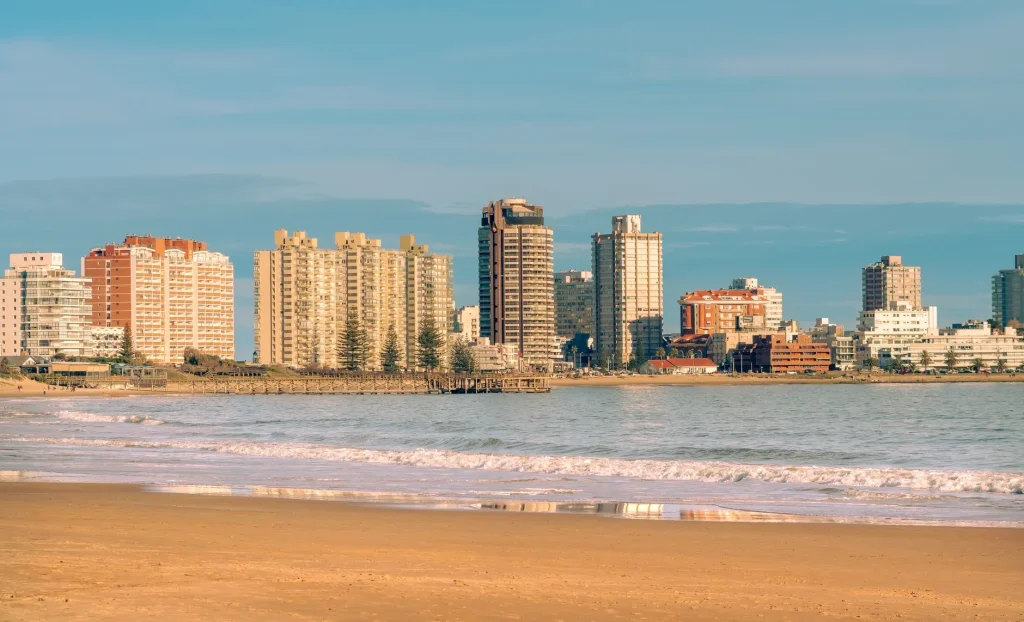Playa Mansa shoreline in Punta del Este in late-afternoon light