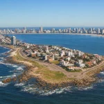 Coastline and beaches around the Punta del Este Peninsula in Uruguay