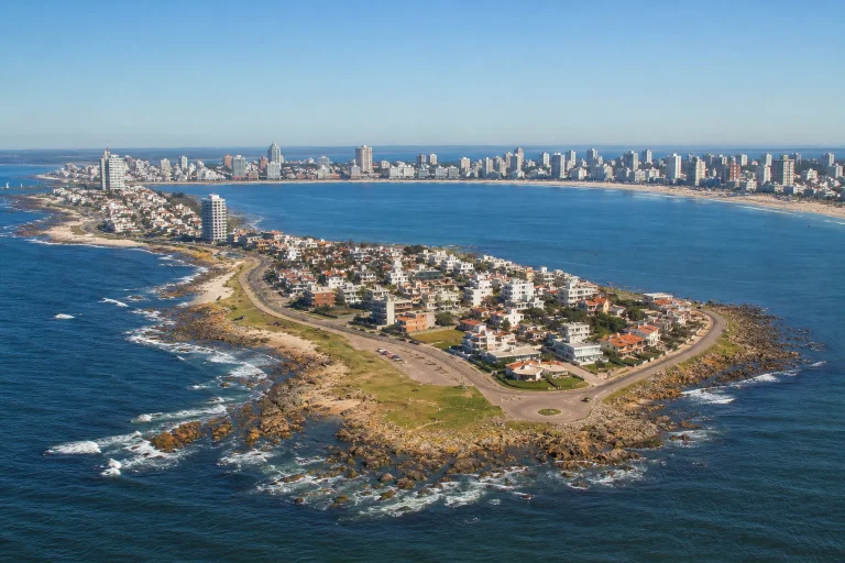 Coastline and beaches around the Punta del Este Peninsula in Uruguay