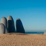 La Mano sculpture rising from the sand in Punta del Este