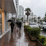 Rain falling along Avenida Gorlero in Punta del Este