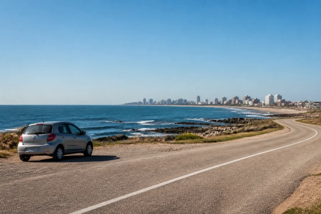Coastal road and shoreline near Punta del Este